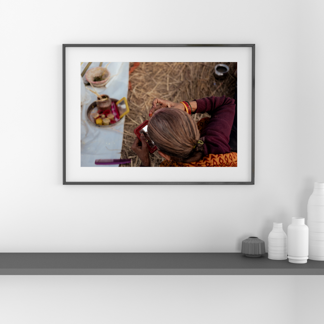 Timeless Reflection (Mahakumbh) - 24x16 Inch Framed Print